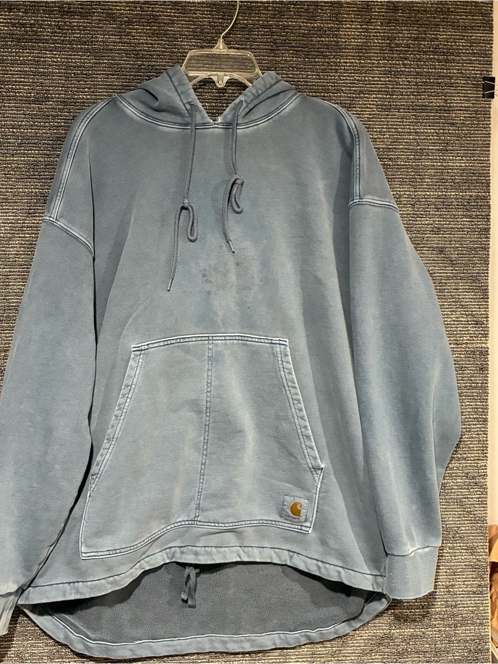 Carhartt WIP Arling Men's Faded Blue Hooded Sweatshirt Kangaroo Pocket heavy XL